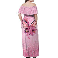 Faith Hope Love Butterfly Ribbon Personalised Off Shoulder Maxi Dress