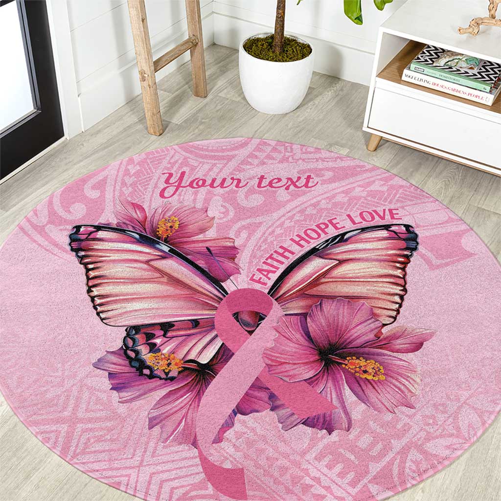 Faith Hope Love Butterfly Ribbon Personalised Round Carpet LT9 Pink - Polynesian Pride