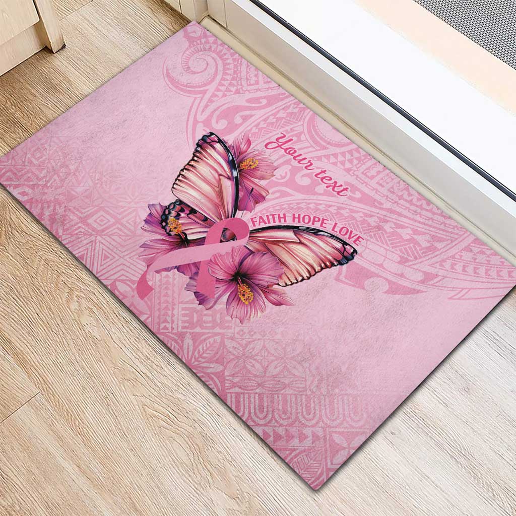 Faith Hope Love Butterfly Ribbon Personalised Rubber Doormat LT9 - Polynesian Pride