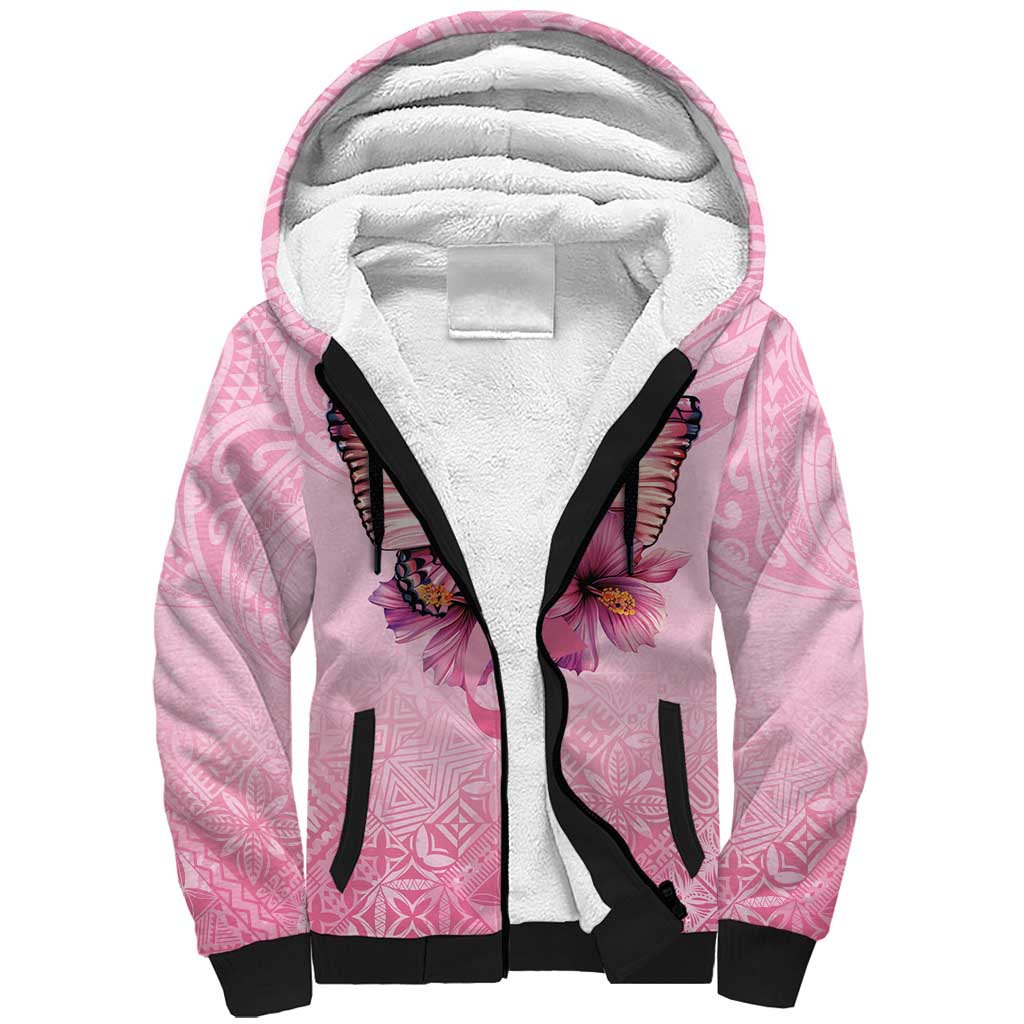 Faith Hope Love Butterfly Ribbon Personalised Sherpa Hoodie LT9 Unisex Pink - Polynesian Pride