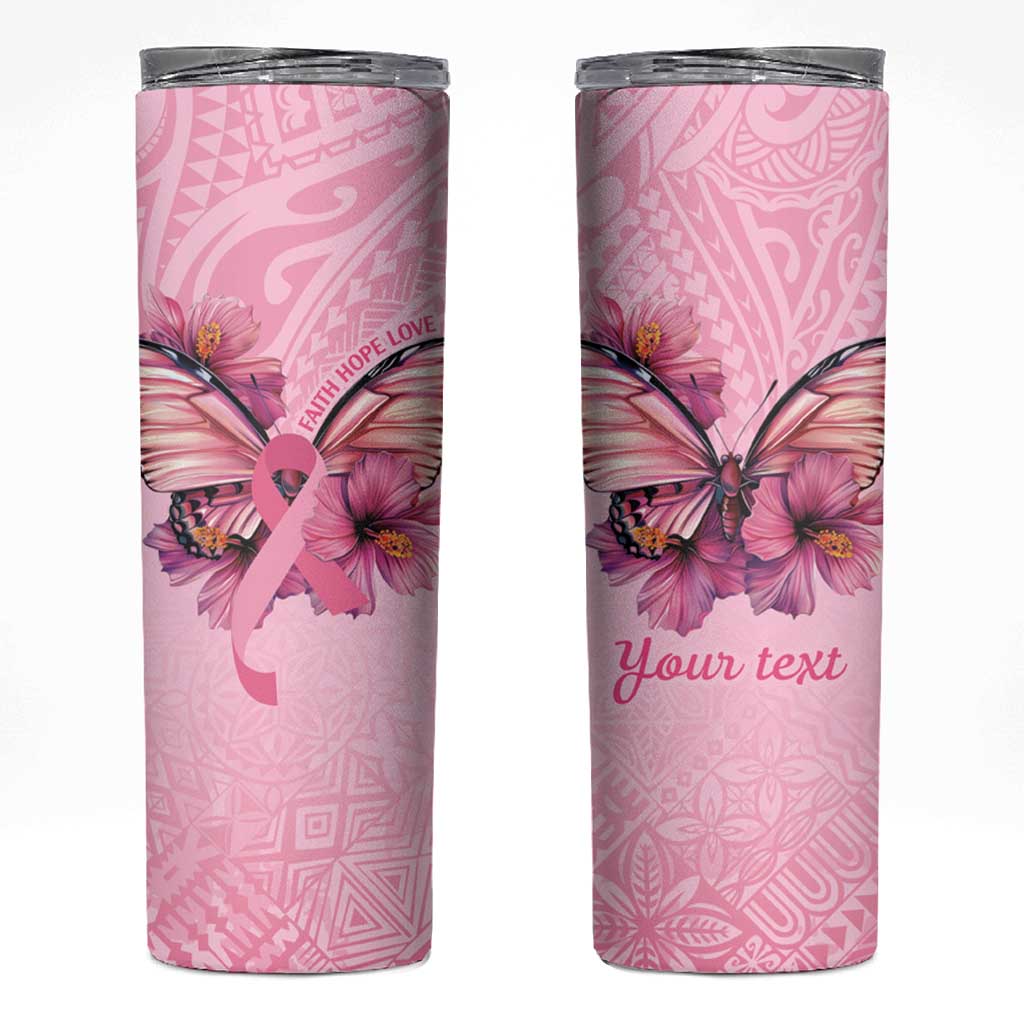 Faith Hope Love Butterfly Ribbon Personalised Skinny Tumbler LT9 Pink - Polynesian Pride
