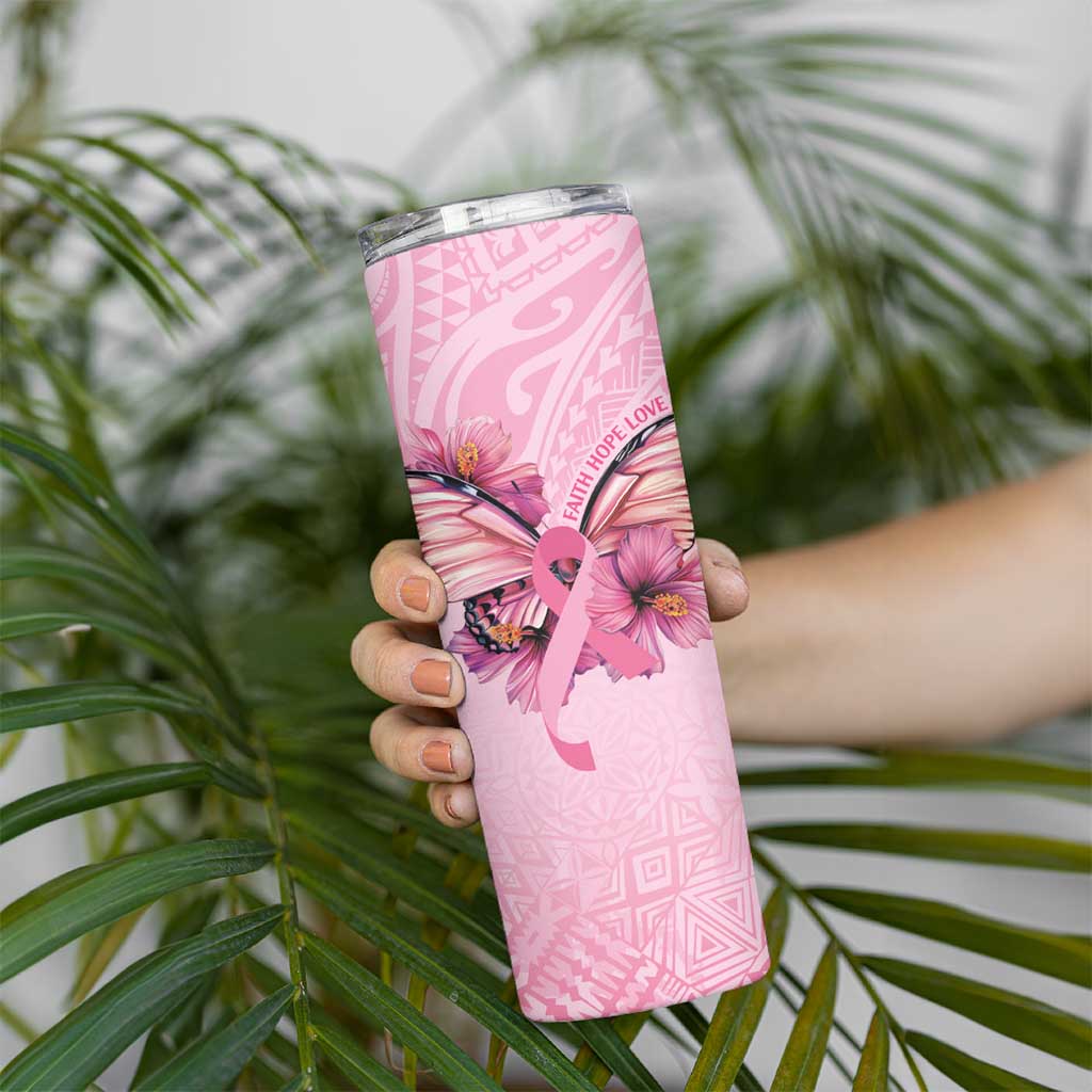 Faith Hope Love Butterfly Ribbon Personalised Skinny Tumbler LT9 - Polynesian Pride