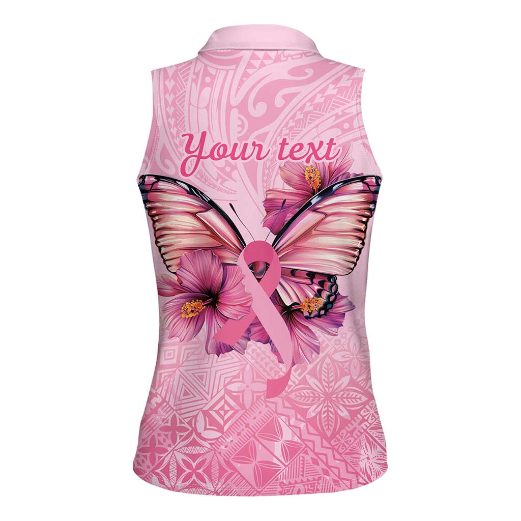 Faith Hope Love Butterfly Ribbon Personalised Women Sleeveless Polo Shirt LT9 - Polynesian Pride