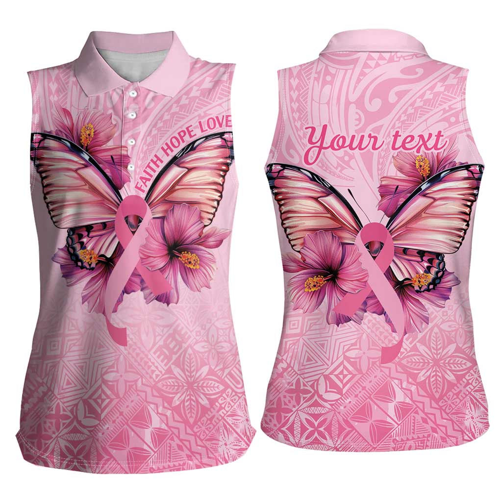 Faith Hope Love Butterfly Ribbon Personalised Women Sleeveless Polo Shirt LT9 - Polynesian Pride