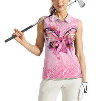 Faith Hope Love Butterfly Ribbon Personalised Women Sleeveless Polo Shirt LT9 - Polynesian Pride