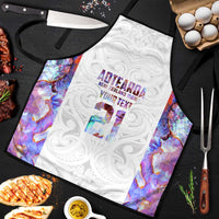 Custom New Zealand Aotearoa Apron Pink Maori Paua Shell Indigenous - Polynesian Pride