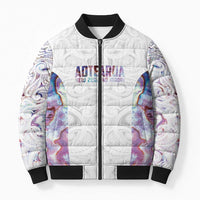 Custom New Zealand Aotearoa Bomber Puffer Jacket Pink Maori Paua Shell Indigenous - Polynesian Pride
