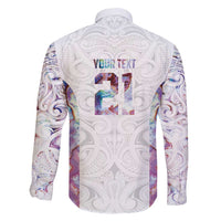 Custom New Zealand Aotearoa Family Matching Long Sleeve Bodycon Dress and Hawaiian Shirt Pink Maori Paua Shell Indigenous LT9 - Polynesian Pride