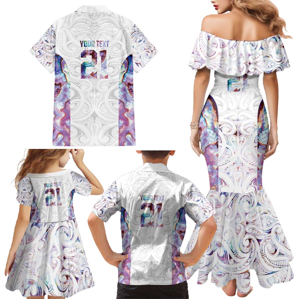 Custom New Zealand Aotearoa Family Matching Mermaid Dress and Hawaiian Shirt Pink Maori Paua Shell Indigenous LT9 - Polynesian Pride