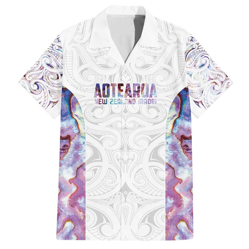 Custom New Zealand Aotearoa Family Matching Off Shoulder Maxi Dress and Hawaiian Shirt Pink Maori Paua Shell Indigenous LT9 Dad's Shirt - Short Sleeve Pink - Polynesian Pride