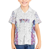 Custom New Zealand Aotearoa Family Matching Off Shoulder Maxi Dress and Hawaiian Shirt Pink Maori Paua Shell Indigenous LT9 Son's Shirt Pink - Polynesian Pride