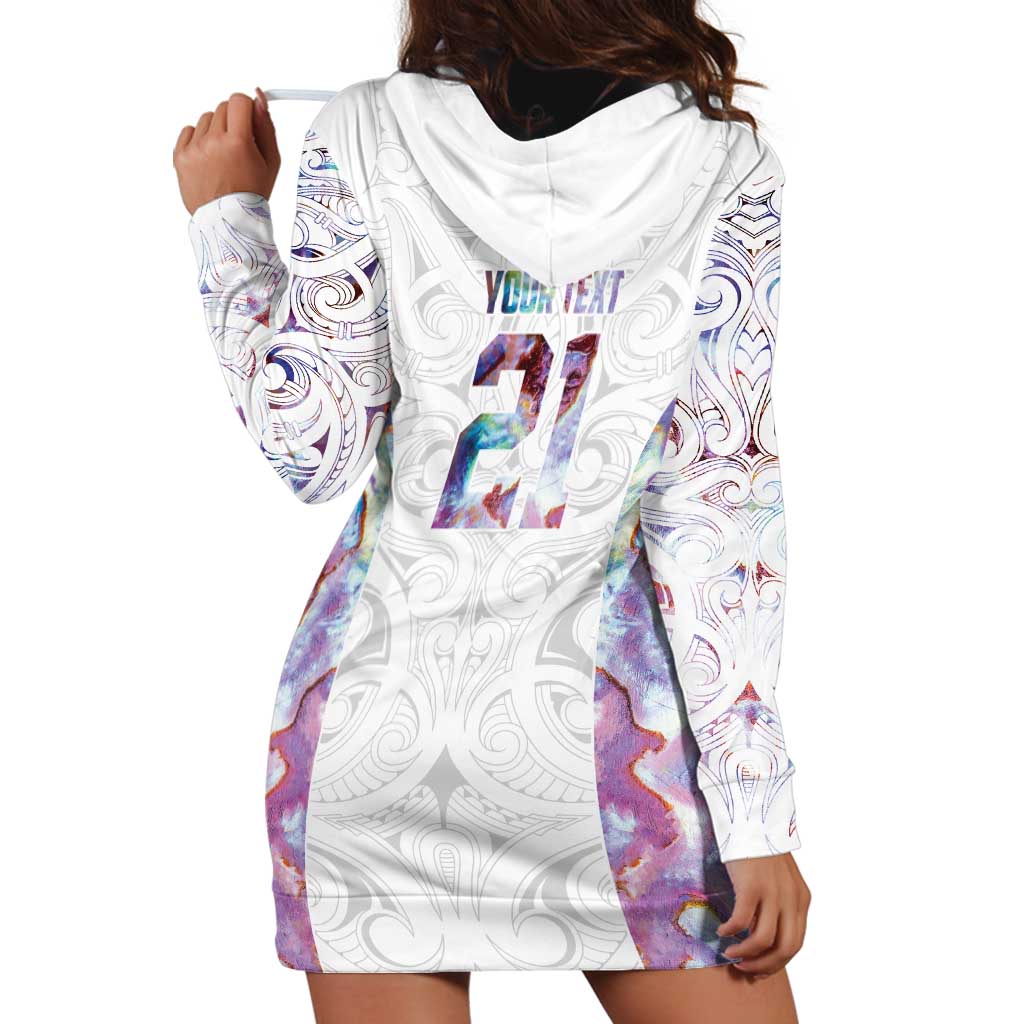 Custom New Zealand Aotearoa Hoodie Dress Pink Maori Paua Shell Indigenous LT9 - Polynesian Pride