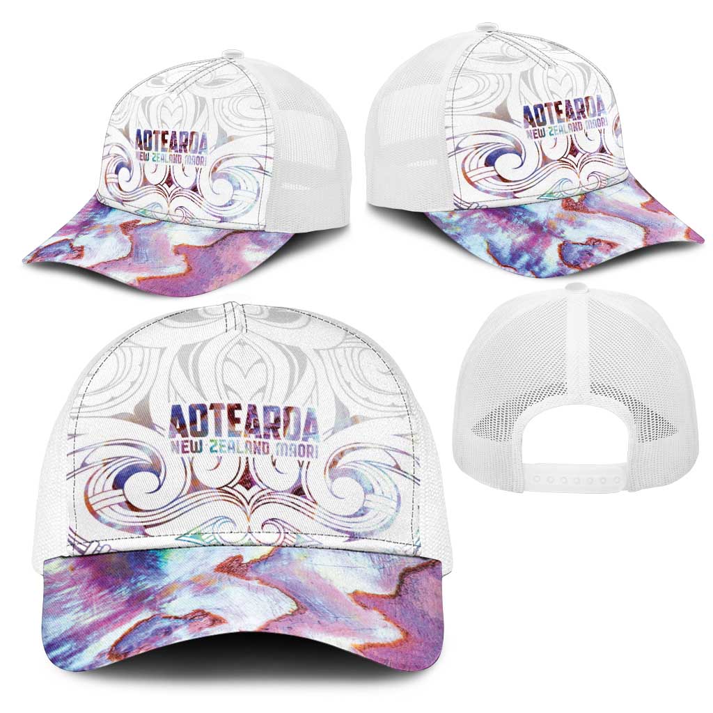 New Zealand Aotearoa Mesh Trucker Cap Pink Maori Papua Shell Indigenous - Polynesian Pride