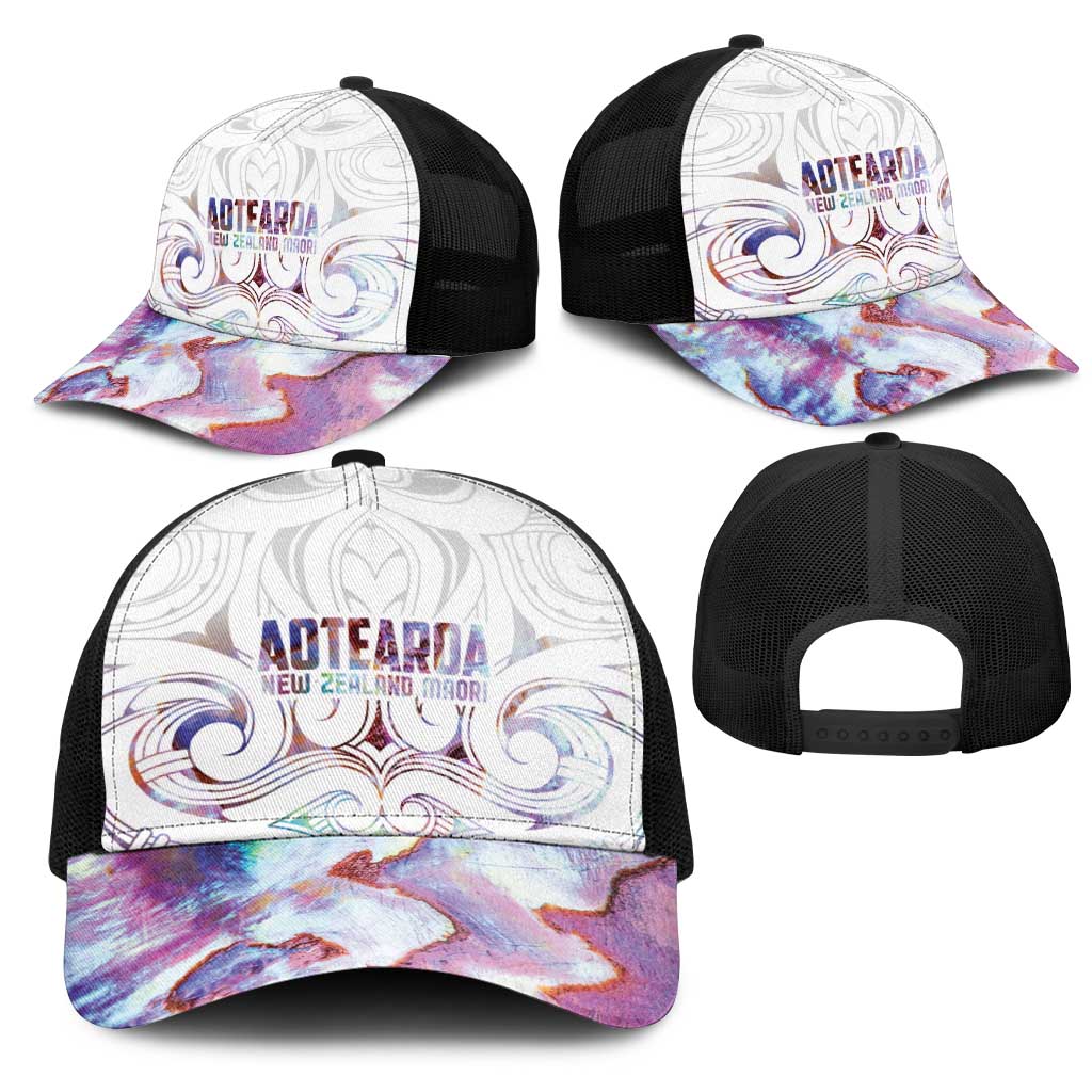 New Zealand Aotearoa Mesh Trucker Cap Pink Maori Papua Shell Indigenous - Polynesian Pride