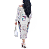 Custom New Zealand Aotearoa Off The Shoulder Long Sleeve Dress Pink Maori Paua Shell Indigenous LT9 - Polynesian Pride