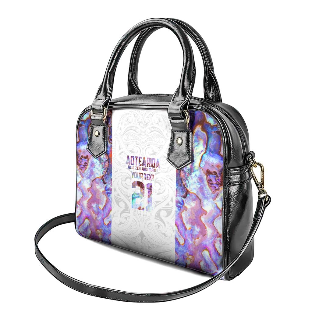 Custom New Zealand Aotearoa Shoulder Handbag Pink Maori Paua Shell Indigenous - Polynesian Pride