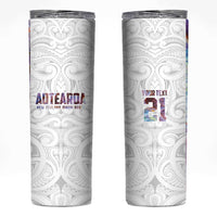 Custom New Zealand Aotearoa Skinny Tumbler Pink Maori Paua Shell Indigenous LT9 Pink - Polynesian Pride