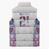Custom New Zealand Aotearoa Sleeveless Puffer Jacket Pink Maori Paua Shell Indigenous - Polynesian Pride