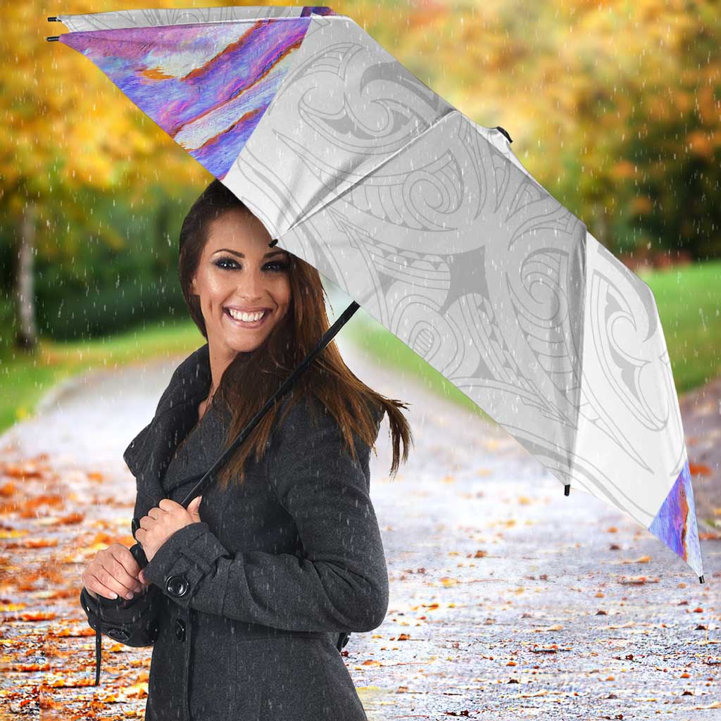 Custom New Zealand Aotearoa Umbrella Pink Maori Paua Shell Indigenous - Polynesian Pride