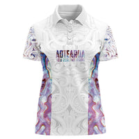 Custom New Zealand Aotearoa Women Polo Shirt Pink Maori Paua Shell Indigenous - Polynesian Pride