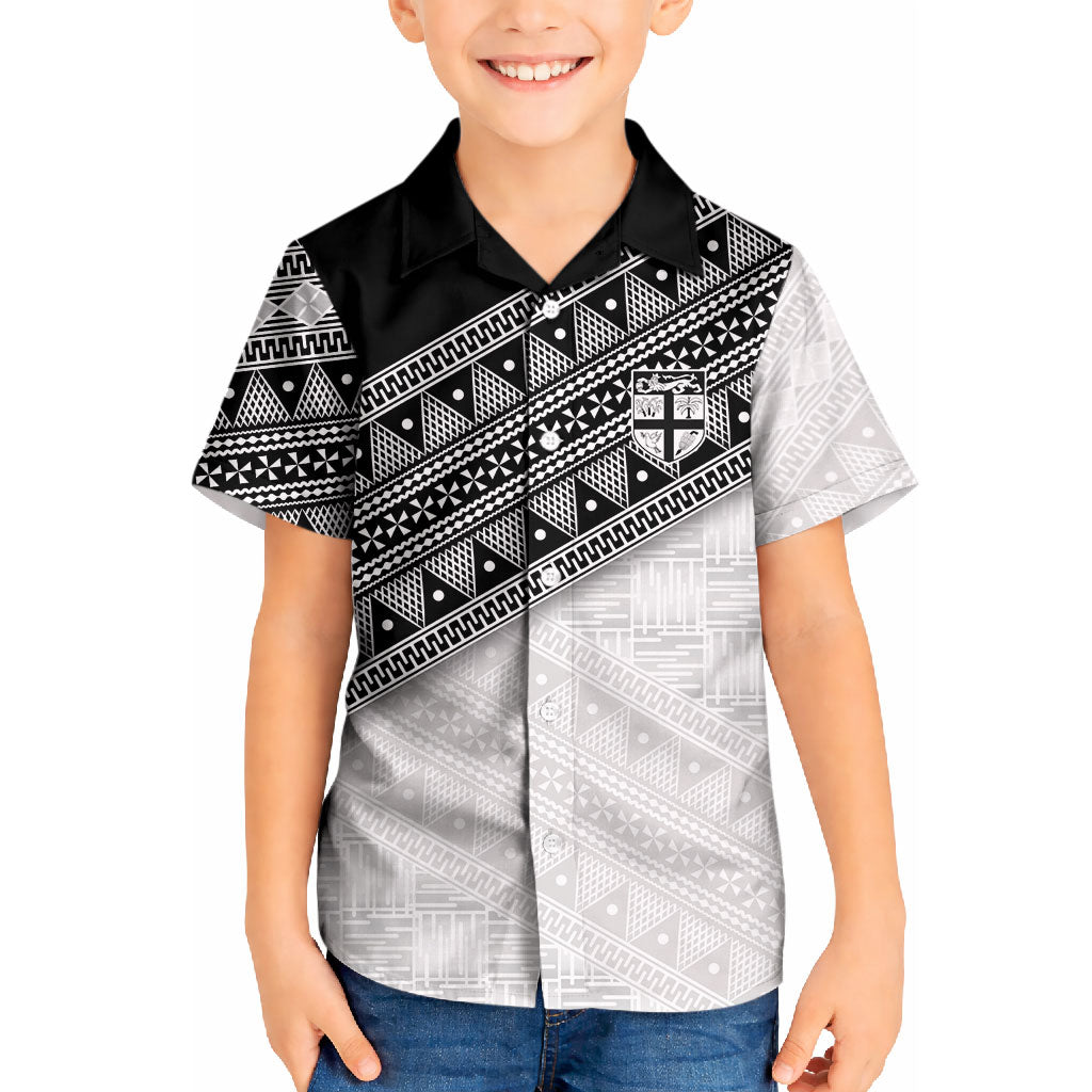 2026 Autumn Rugby Nations Fiji Custom Kid Hawaiian Shirt Fijian Tapa Tribal Lauhala Inspired LT9 Kid Black - Polynesian Pride