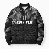 2026 Autumn Rugby Nations Fiji Custom Bomber Puffer Jacket Fijian Palm Leaf Tapa Tribal Inspired LT9 Unisex Black - Polynesian Pride
