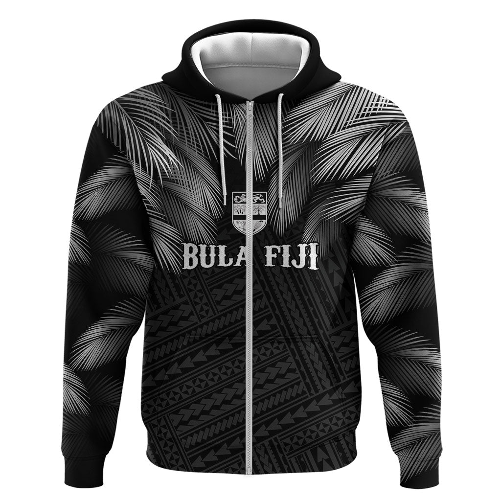 2026 Autumn Rugby Nations Fiji Custom Zip Hoodie Fijian Palm Leaf Tapa Tribal Inspired