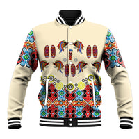 Papua Batik Motif Bird Of Paradise and Native Papuan Shield Baseball Jacket LT9 Unisex Beige - Polynesian Pride