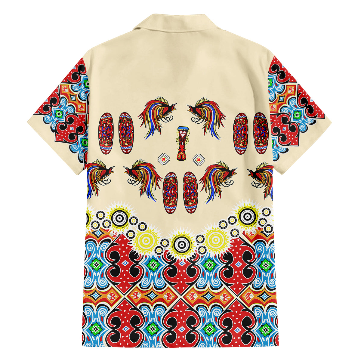 Papua Batik Motif Bird Of Paradise and Native Papuan Shield Family Matching Long Sleeve Bodycon Dress and Hawaiian Shirt LT9 - Polynesian Pride