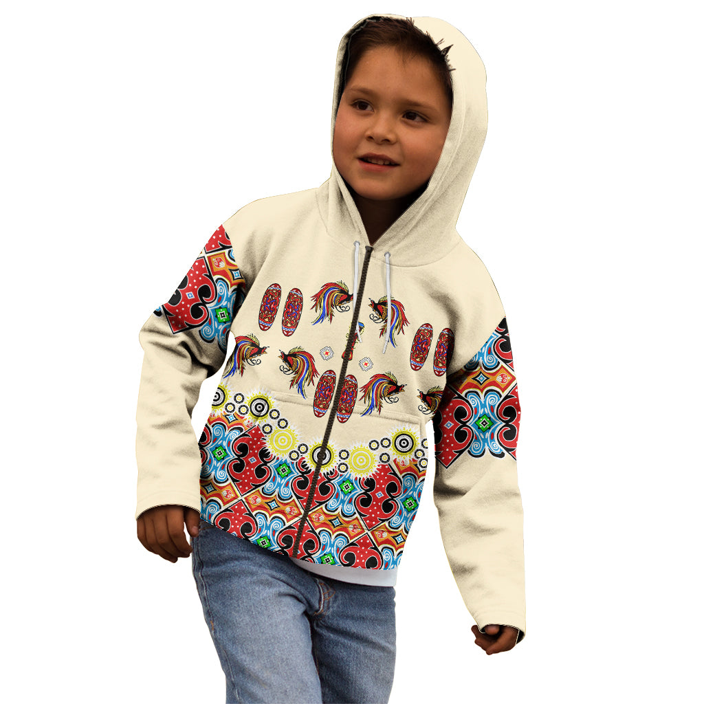 Papua Batik Motif Bird Of Paradise and Native Papuan Shield Kid Hoodie LT9 - Polynesian Pride
