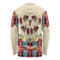 Papua Batik Motif Bird Of Paradise and Native Papuan Shield Long Sleeve Shirt LT9 - Polynesian Pride