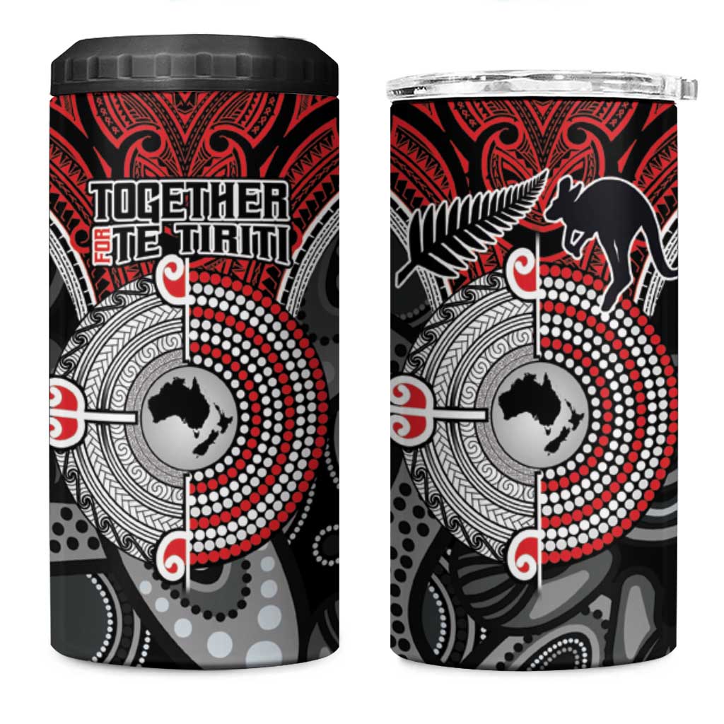 Aotearoa and Australia 4 in 1 Can Cooler Tumbler New Zealand Honour The Treaty Ake!Ake!Ake! LT9 One Size: 16 oz Red - Polynesian Pride