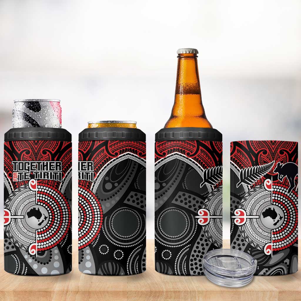 Aotearoa and Australia 4 in 1 Can Cooler Tumbler New Zealand Honour The Treaty Ake!Ake!Ake! LT9 - Polynesian Pride