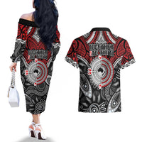 Aotearoa and Australia Couples Matching Off The Shoulder Long Sleeve Dress and Hawaiian Shirt New Zealand Honour The Treaty Ake!Ake!Ake! LT9 - Polynesian Pride