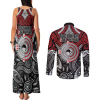 Aotearoa and Australia Couples Matching Tank Maxi Dress and Long Sleeve Button Shirt New Zealand Honour The Treaty Ake!Ake!Ake! LT9 - Polynesian Pride