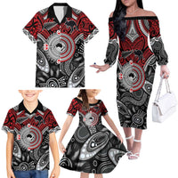 Aotearoa and Australia Family Matching Off The Shoulder Long Sleeve Dress and Hawaiian Shirt New Zealand Honour The Treaty Ake!Ake!Ake! LT9 - Polynesian Pride