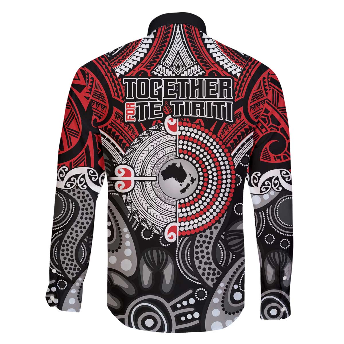 Aotearoa and Australia Family Matching Off The Shoulder Long Sleeve Dress and Hawaiian Shirt New Zealand Honour The Treaty Ake!Ake!Ake! LT9 - Polynesian Pride