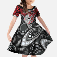 Aotearoa and Australia Family Matching Puletasi and Hawaiian Shirt New Zealand Honour The Treaty Ake!Ake!Ake! LT9 Daughter's Dress Red - Polynesian Pride