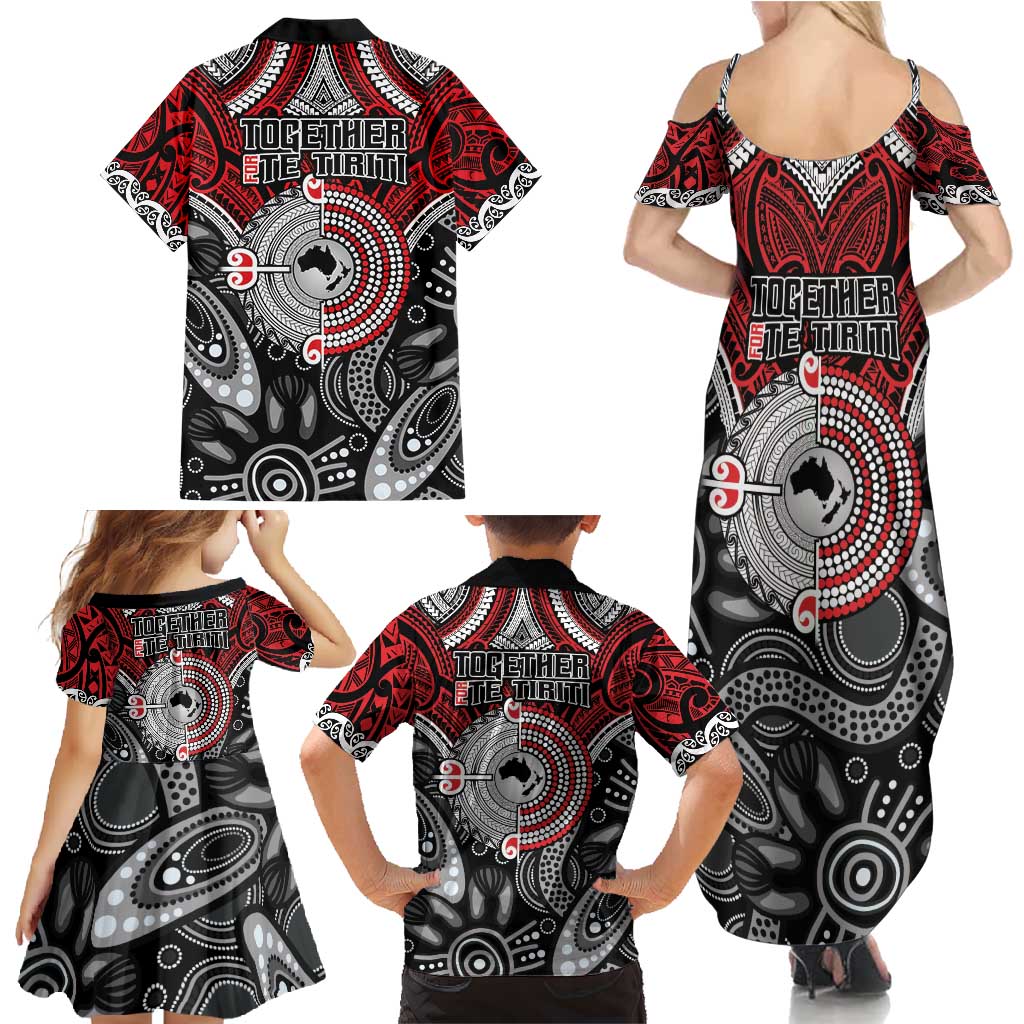 Aotearoa and Australia Family Matching Summer Maxi Dress and Hawaiian Shirt New Zealand Honour The Treaty Ake!Ake!Ake! LT9 - Polynesian Pride