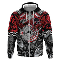 Aotearoa and Australia Hoodie New Zealand Honour The Treaty Ake!Ake!Ake! LT9 Zip Hoodie Red - Polynesian Pride