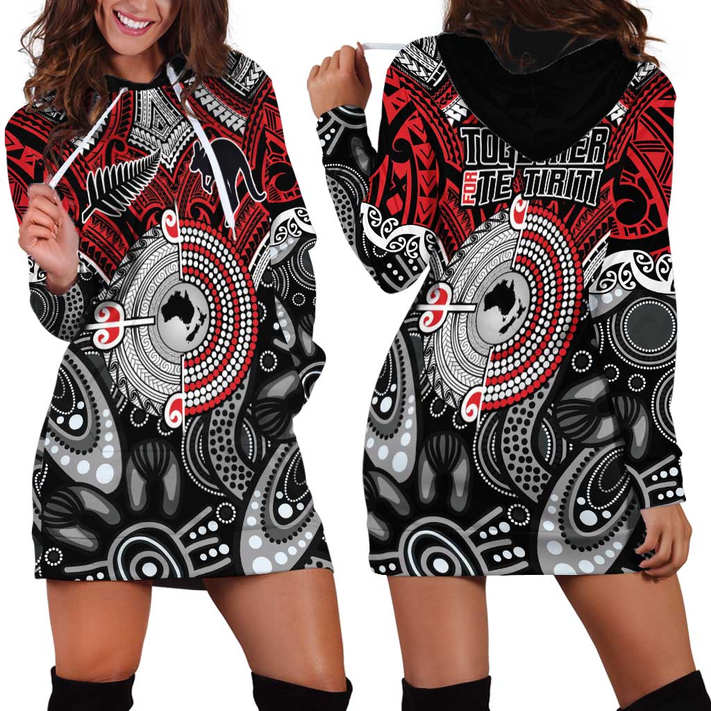 Aotearoa and Australia Hoodie Dress New Zealand Honour The Treaty Ake!Ake!Ake! LT9 - Polynesian Pride