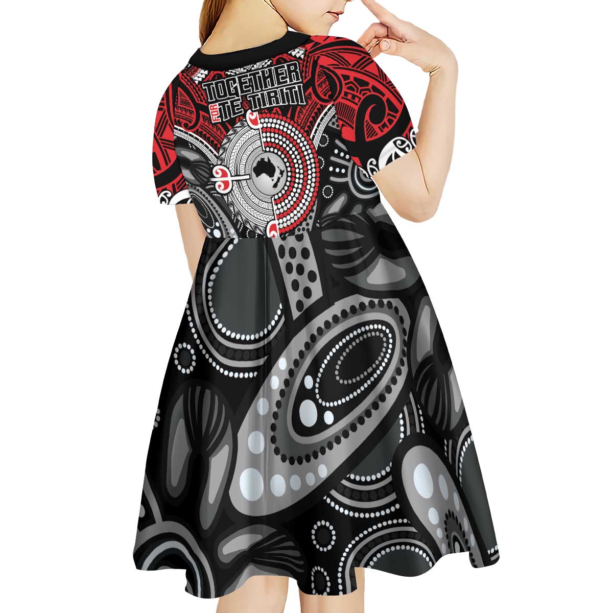 Aotearoa and Australia Kid Short Sleeve Dress New Zealand Honour The Treaty Ake!Ake!Ake! LT9 - Polynesian Pride