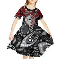 Aotearoa and Australia Kid Short Sleeve Dress New Zealand Honour The Treaty Ake!Ake!Ake! LT9 - Polynesian Pride