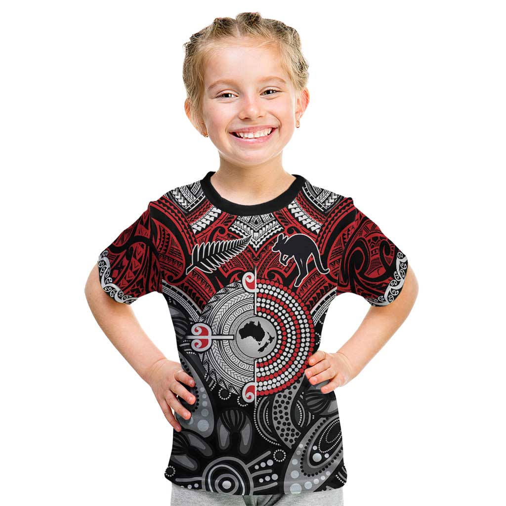 Aotearoa and Australia Kid T Shirt New Zealand Honour The Treaty Ake!Ake!Ake! LT9 Red - Polynesian Pride