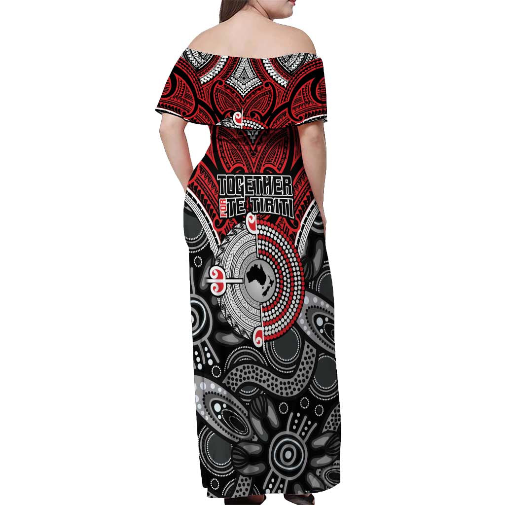 Aotearoa and Australia Off Shoulder Maxi Dress New Zealand Honour The Treaty Ake!Ake!Ake! LT9 - Polynesian Pride