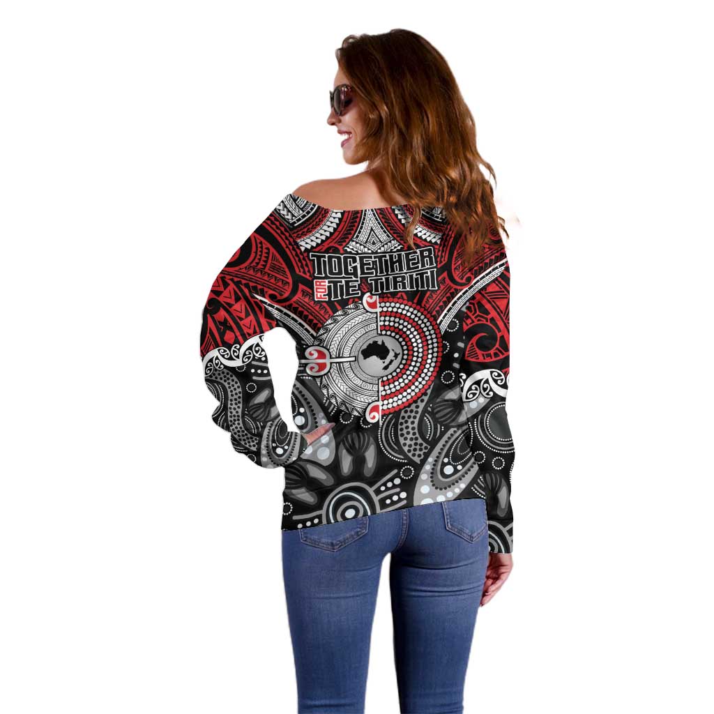 Aotearoa and Australia Off Shoulder Sweater New Zealand Honour The Treaty Ake!Ake!Ake! LT9 - Polynesian Pride