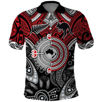 Aotearoa and Australia Polo Shirt New Zealand Honour The Treaty Ake!Ake!Ake! LT9 Red - Polynesian Pride