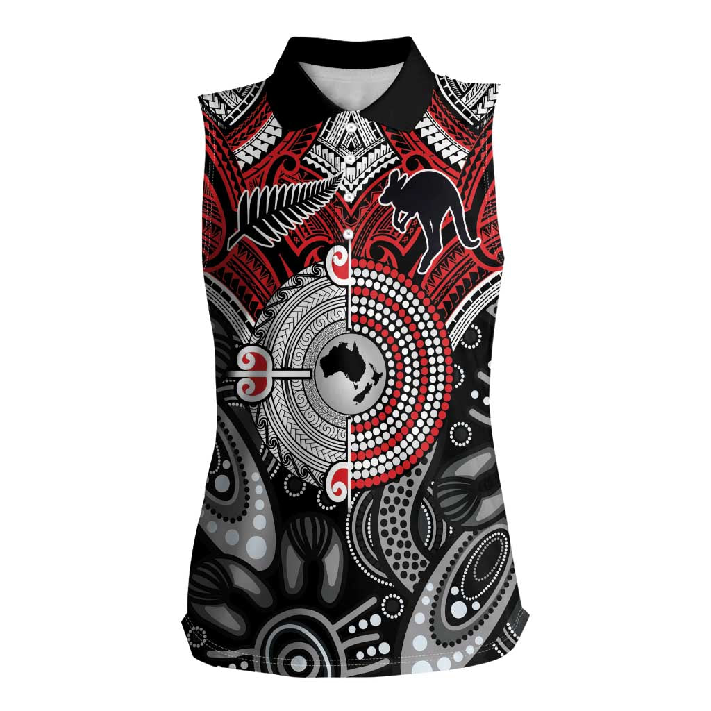 Aotearoa and Australia Women Sleeveless Polo Shirt New Zealand Honour The Treaty Ake!Ake!Ake! LT9 Female Red - Polynesian Pride