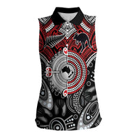 Aotearoa and Australia Women Sleeveless Polo Shirt New Zealand Honour The Treaty Ake!Ake!Ake! LT9 Female Red - Polynesian Pride