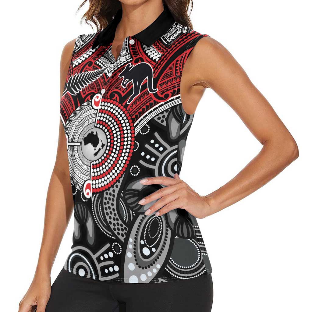 Aotearoa and Australia Women Sleeveless Polo Shirt New Zealand Honour The Treaty Ake!Ake!Ake! LT9 - Polynesian Pride